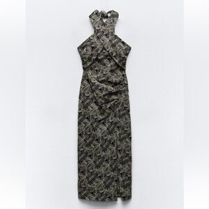 Zara Embroidered Leaf Midi Dress